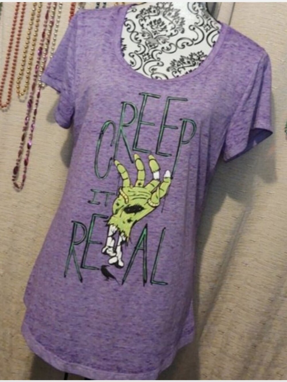 "Creep It Real" Halloween Statement Baby Tee Jr.XL Zombie